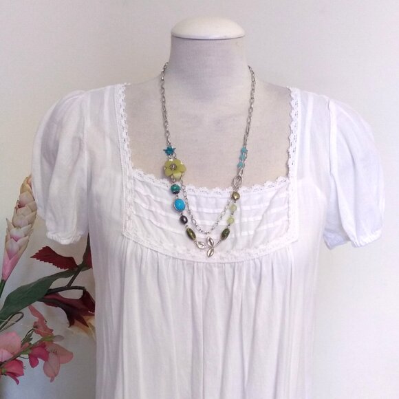 Vintage NEW Andante Handmade Teal Blue Green Beads Silver Necklace & Earrings - Picture 3 of 9